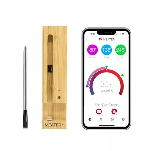 MEATER Plus: Wireless Smart Meat Thermometer with Bluetooth | Long Range | Measures Internal & Ambient Temp | for BBQ, Oven, Grill, Kitchen, Smoker, Rotisserie