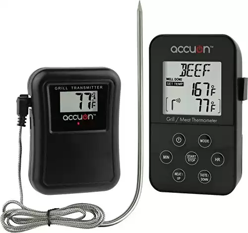 Accuon Wireless Digital Thermometer Set - Remote BBQ / Smoker / Grill / Oven / Meat / Thermometer - Monitor Your Food From up to 300 Feet Away