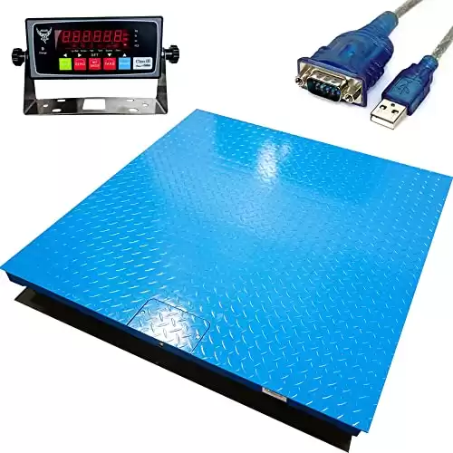 PEC Scales Warehouse Heavy Duty Industrial Pallet Floor Scale with Digital Display Indicator (36x36)