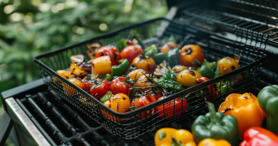 bbq vegetable baskets - photo of a grill basket with vegetables on top of a grill