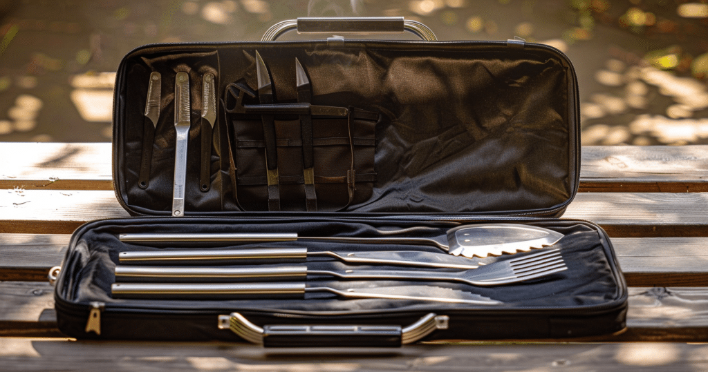 grilling tool kits - photo of a bbq tool set in a carrying case