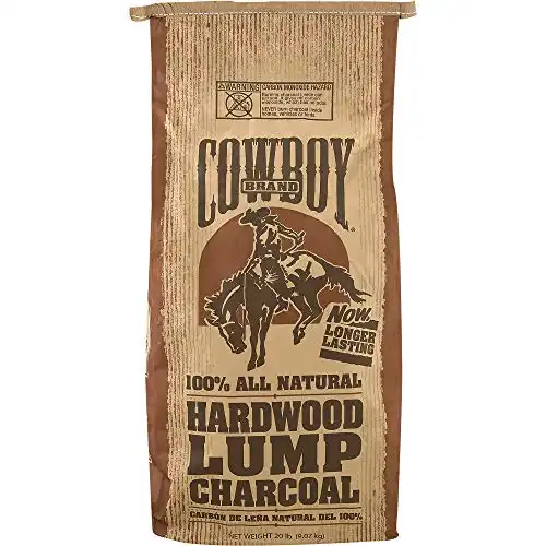 Cowboy Easy Light Natural Hardwood Lump BBQ Charcoal Briquettes for Grilling and Smoking, 20 Pound Bag