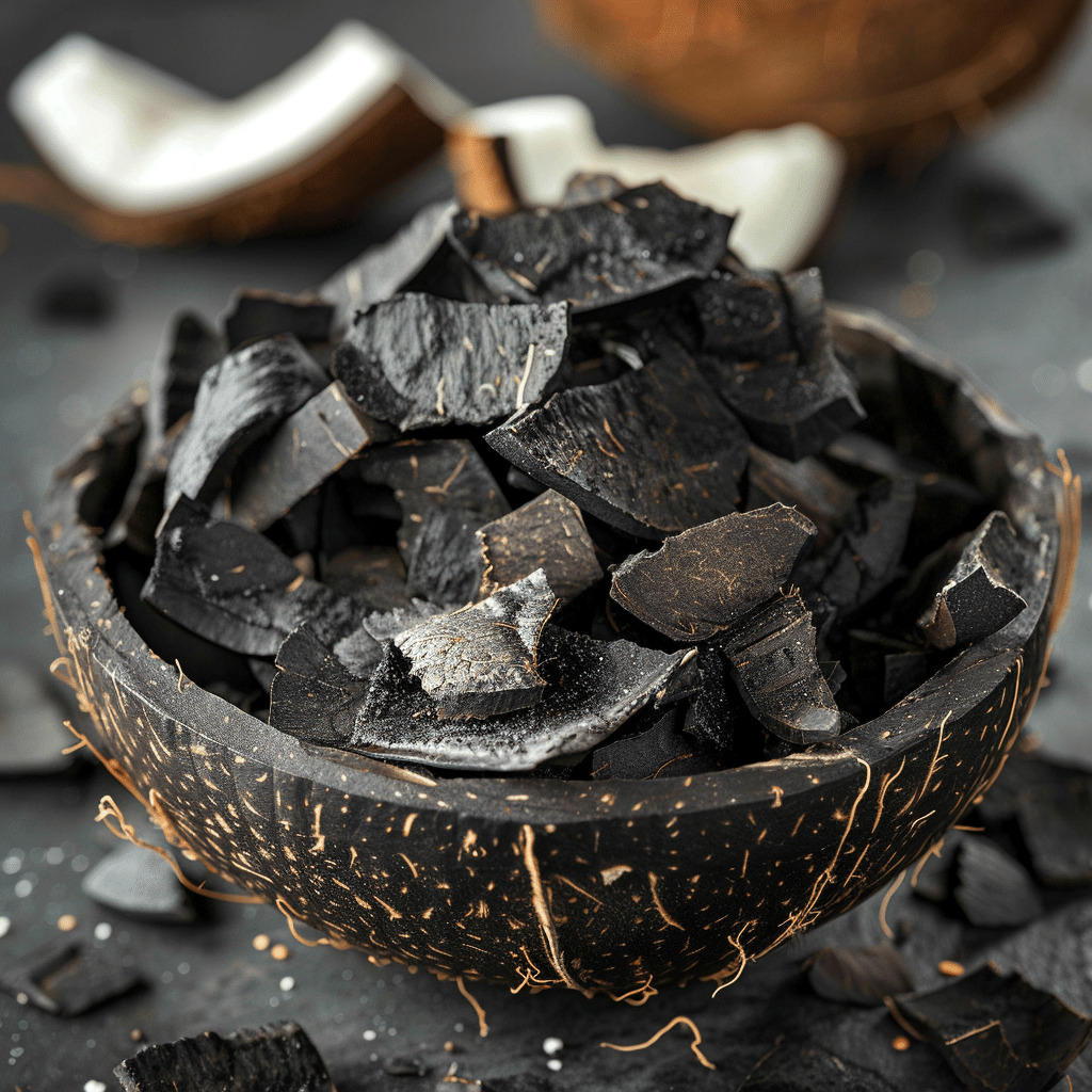 BBQ charcoal - photo of coconut charcoal inside a coconut shell