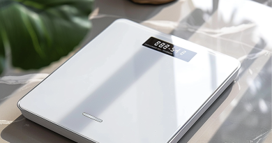 how to calibrate a digital bathroom scale - photo of a white bathroom scale in a home bathroom next to a window