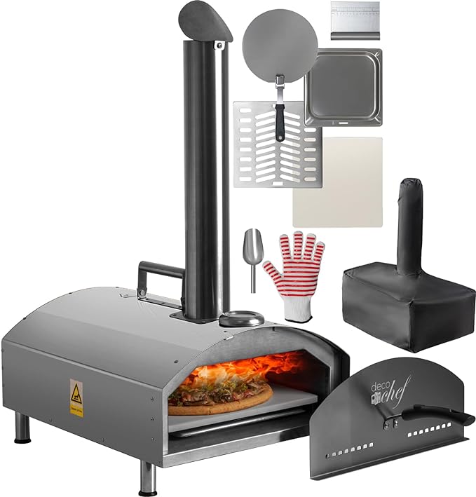 Deco Chef 13" Wood Pellet Outdoor Pizza Oven and BBQ