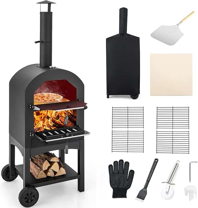 Giantex Outdoor Pizza Oven with Fireplace