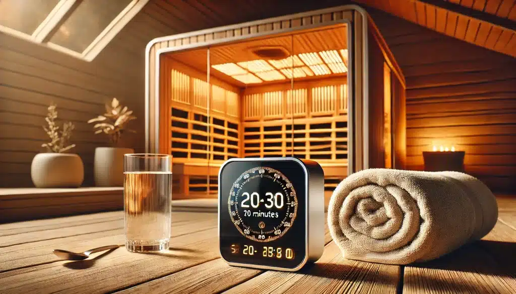 how long to stay in an infrared sauna - image of an infrared sauna with a timer